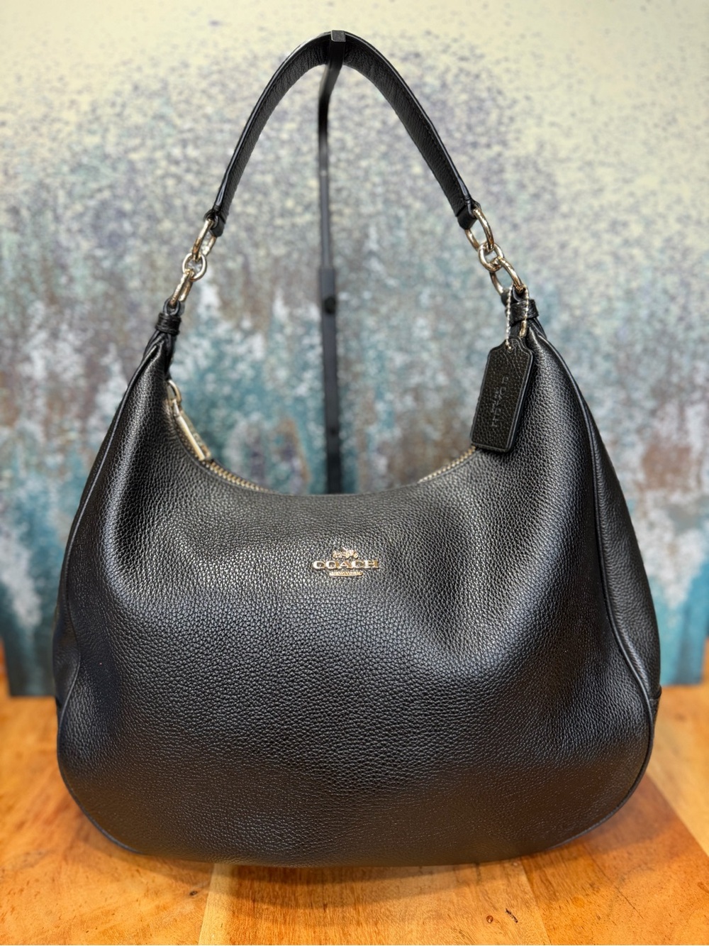 Coach Classic 2016 Harley East West Black Pebble Leather Hobo Bag